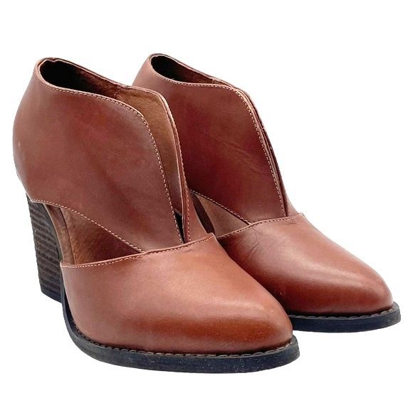 Jeffrey Campbell x Free People Boots Brown Leather Heeled Bootie Women's Size 6 - Picture 2 of 16